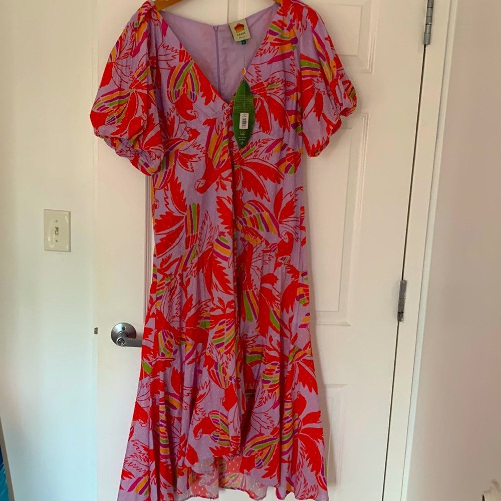 FARM Rio Red and Purple High Low Dress
